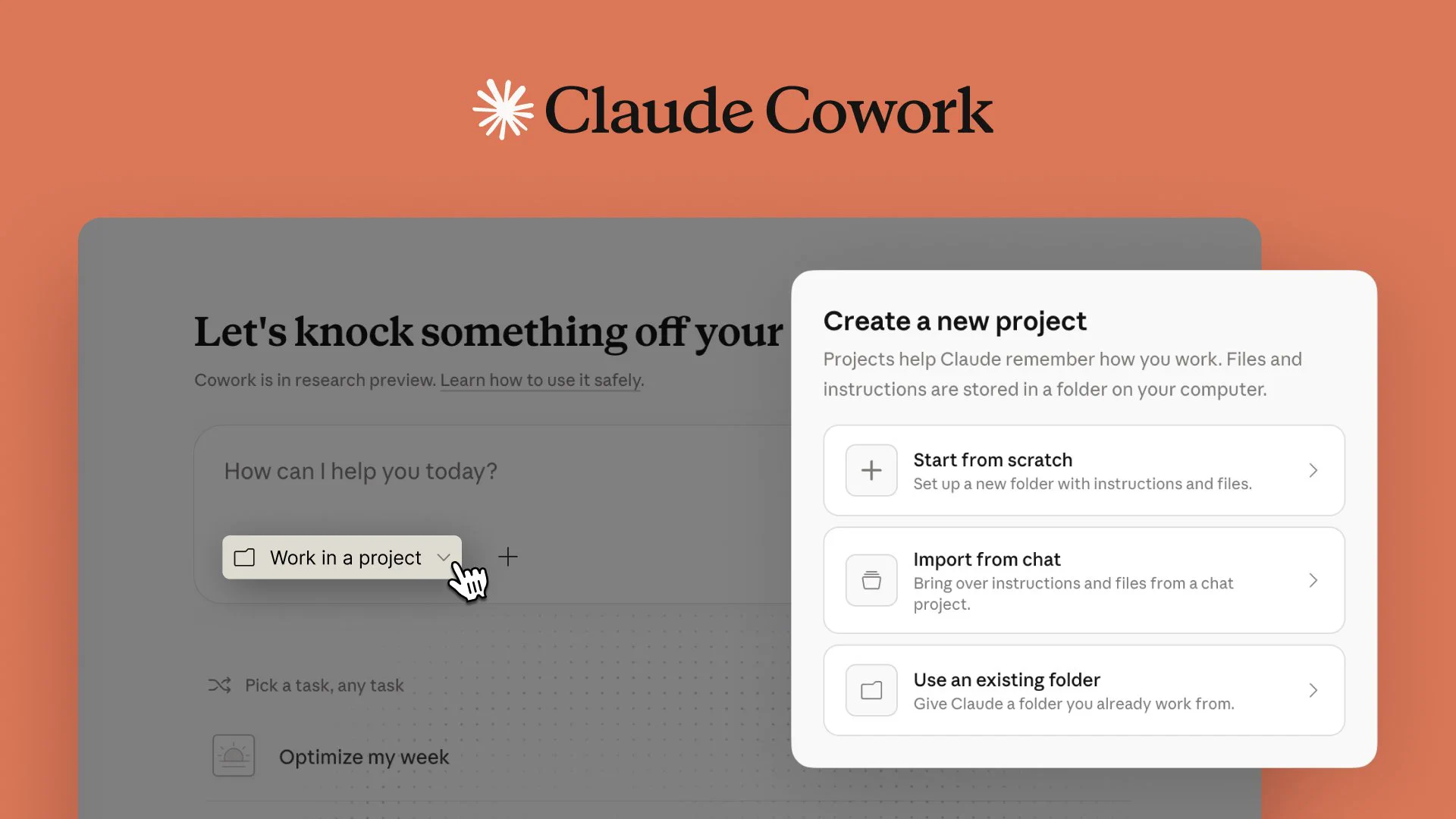 Claude Cowork Projects preview