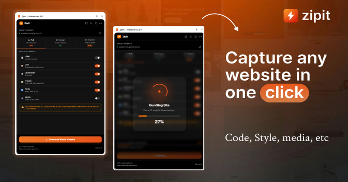 zipit Website to zip preview