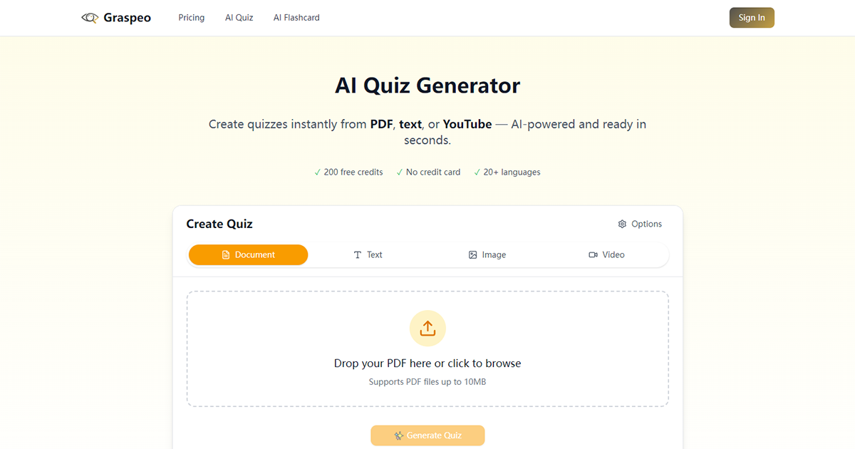 text to quiz preview