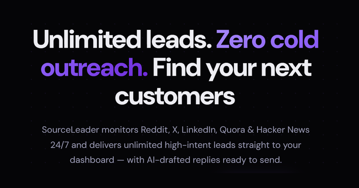 SourceLeader High Intenet Reddit Leads preview