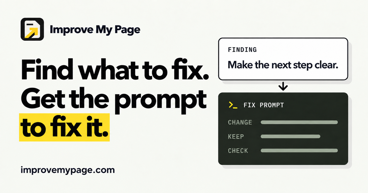 Improve My Page preview