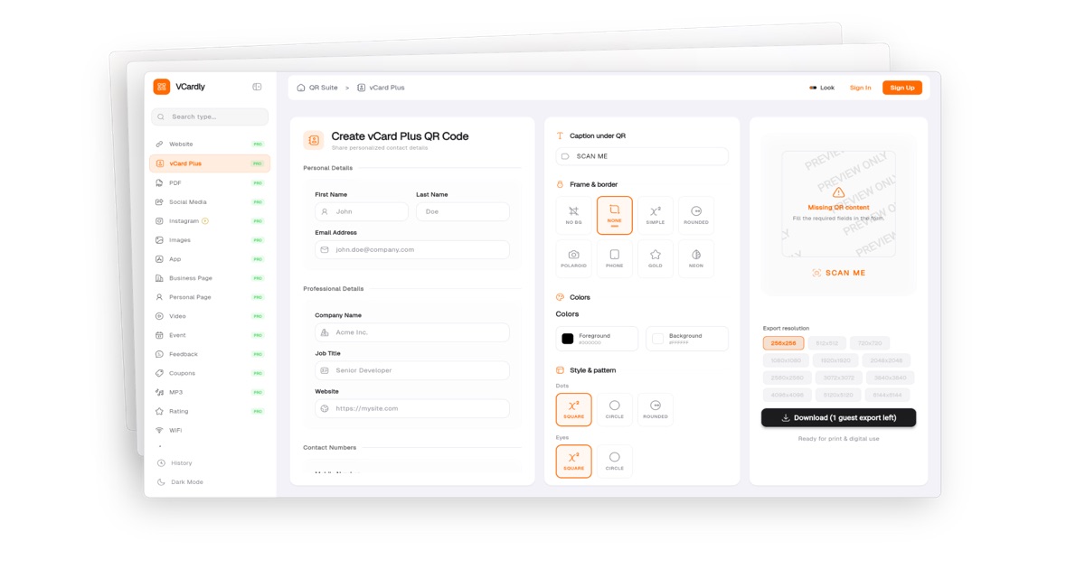 QR Suite preview