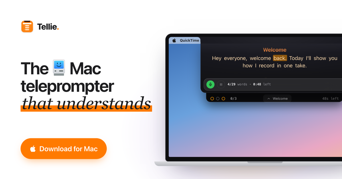 Tellie · The Mac Teleprompter That Listens preview