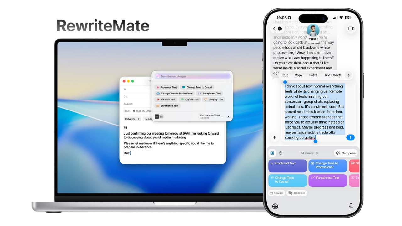 RewriteMate AI Keyboard preview