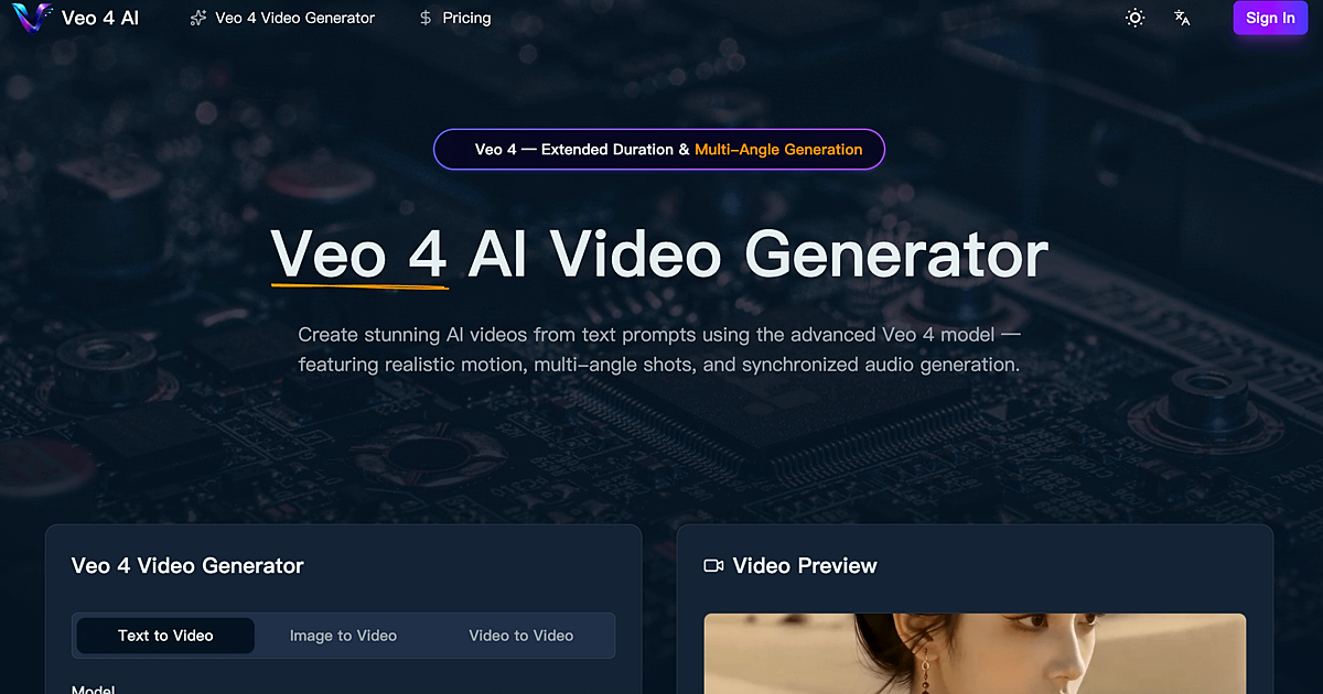 Veo 4 AI Editor preview