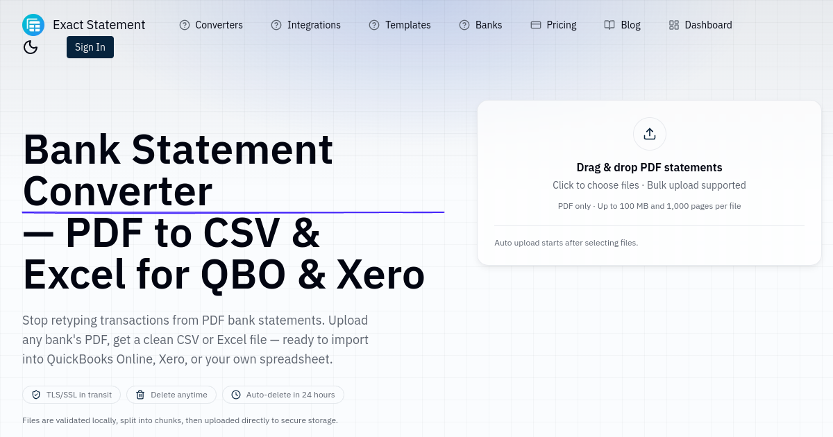 Exact Statement preview