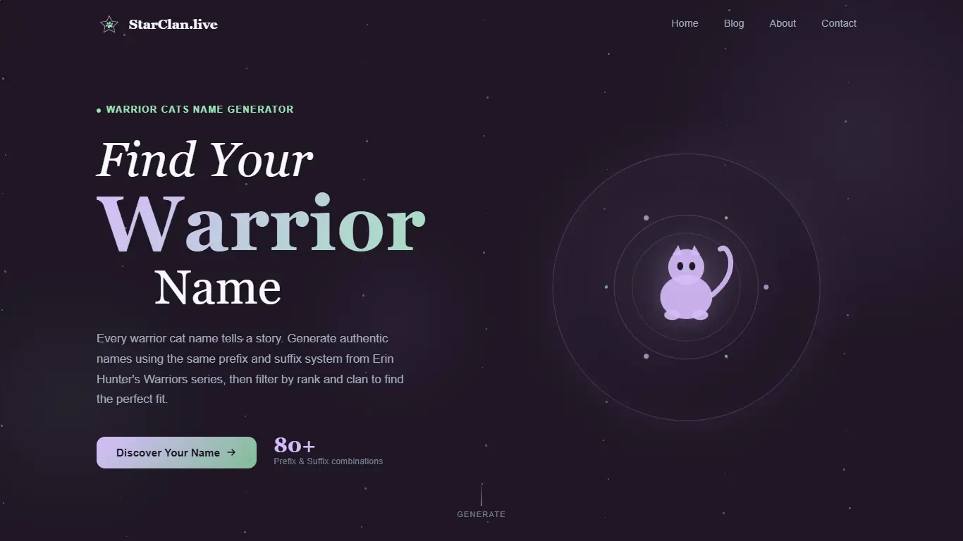Warrior Cat Name Generator preview