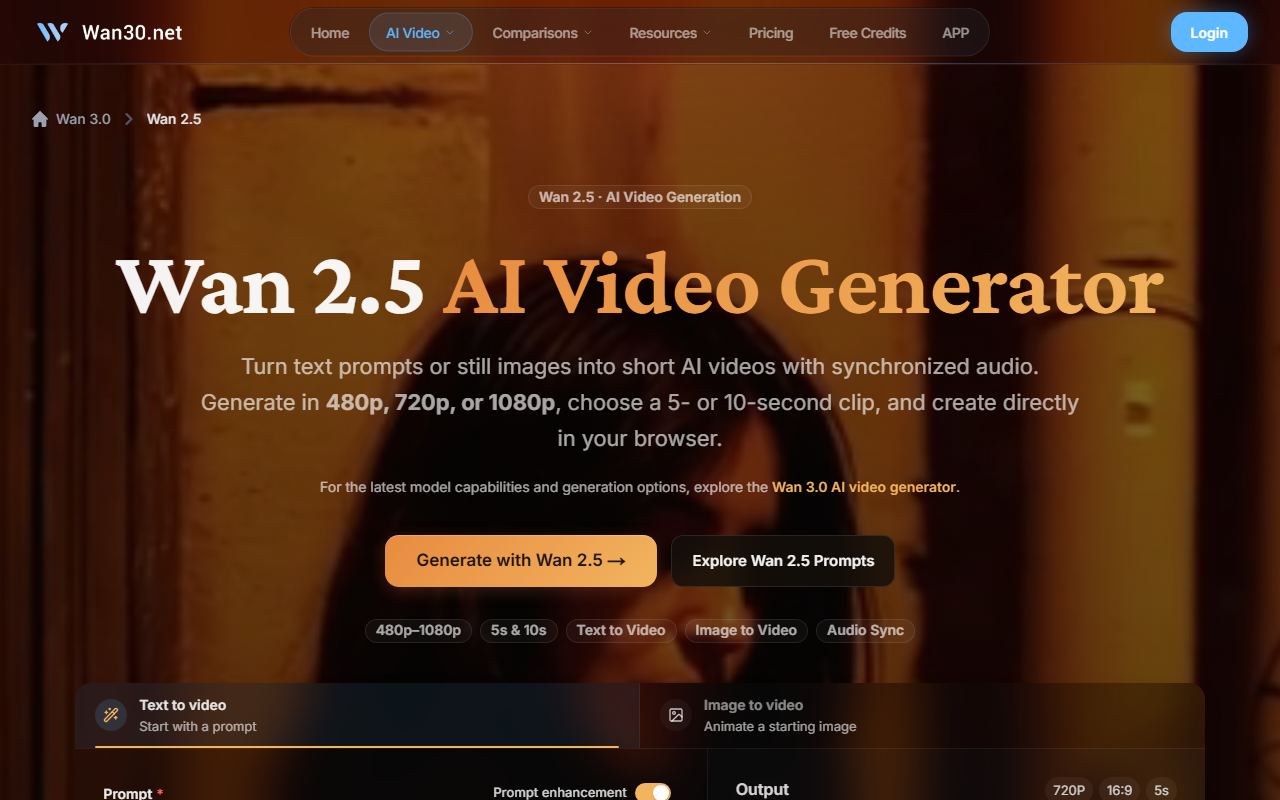 Wan 2.5 AI Video Generator preview